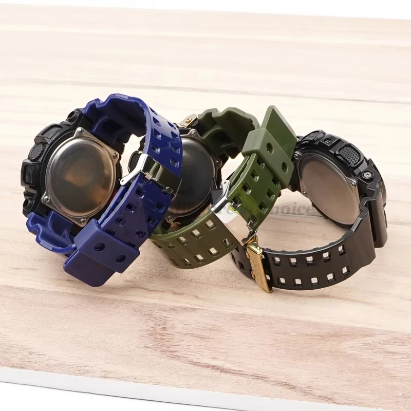 Strap for Casio for GA-100/110/140/200/400/700 GD-100 G-8900 GW-8900 Men Sport Waterproof Resin Silicone Watch Band 16mm