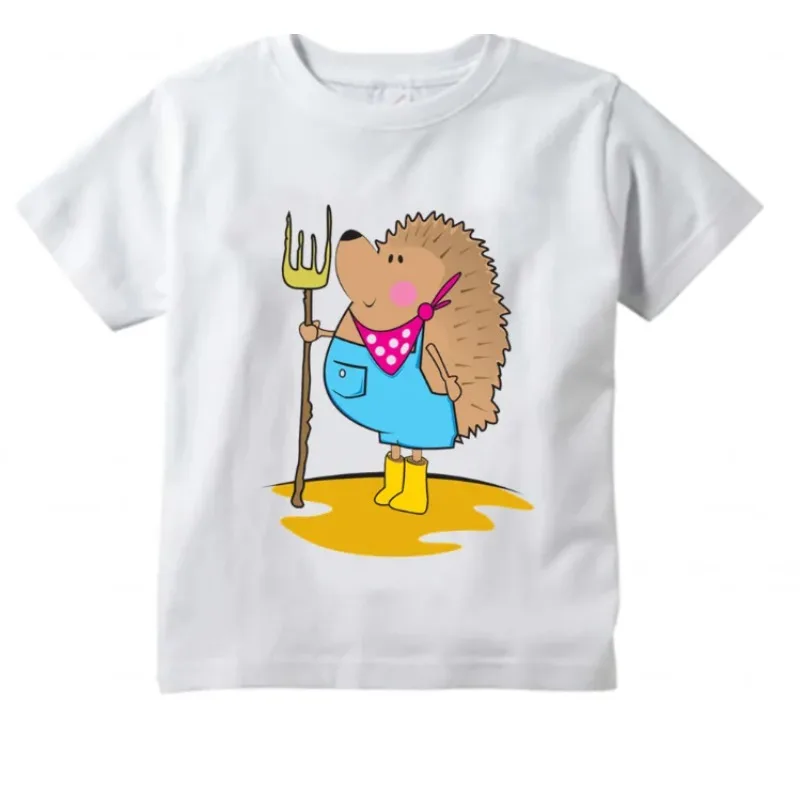 Cute Cartoon Hedgehog Pattern T-Shirt Boys Girls White T Shirt Toddler New Summer Fashion Short Sleeved  T Shirt Tops