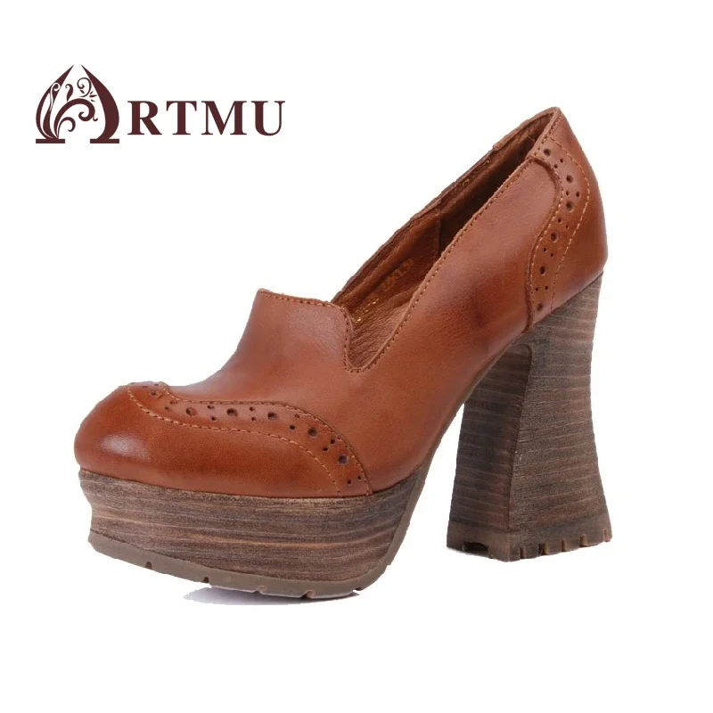 Artmu oryginalne bardzo wysokie obcasy damskie buty 10.5 cm czółenka oryginalne skórzane buty kobieta sapato feminino buty ślubne