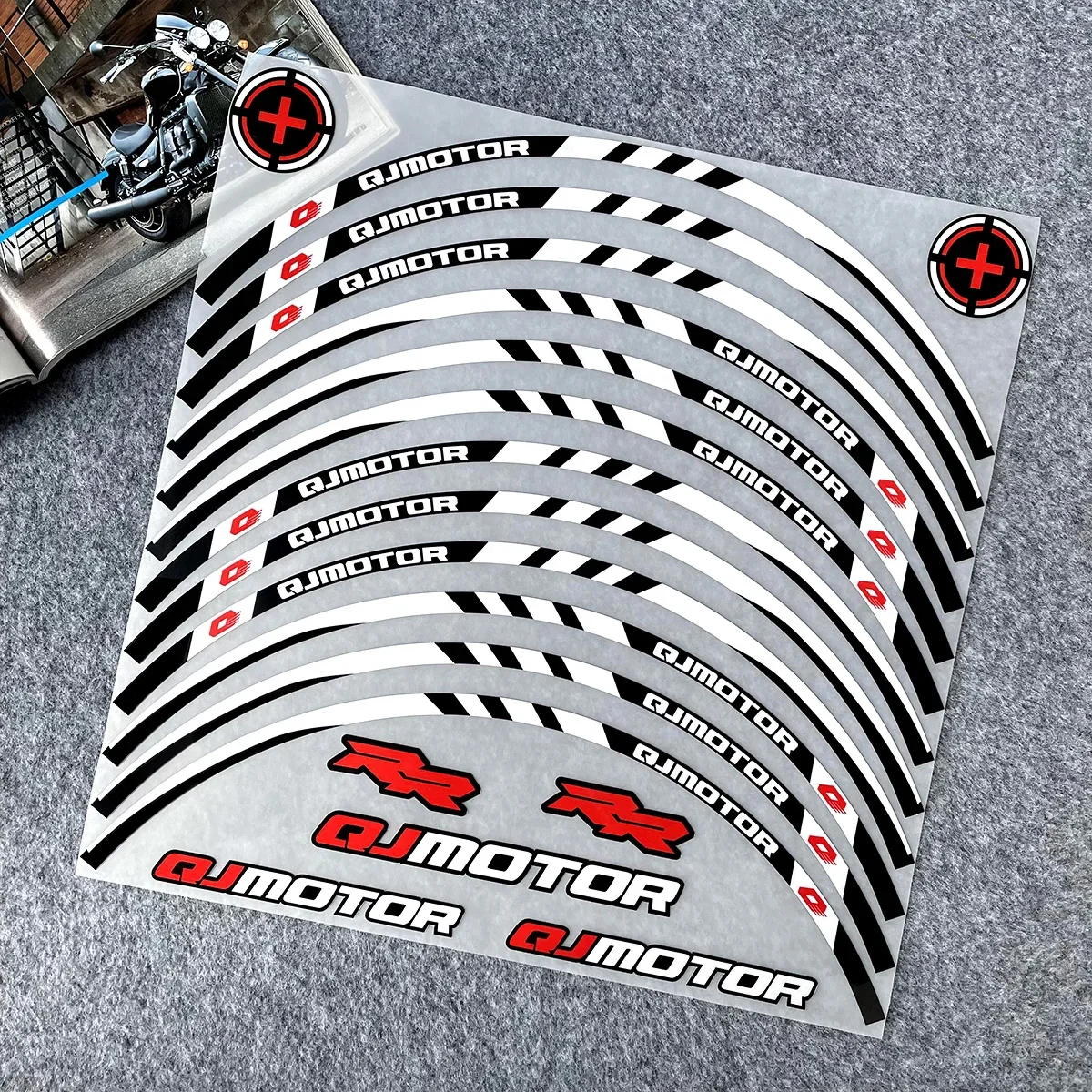 For QJMOTOR SRT750X 700 SX/X SRK600 RS SRK25R Reflective Motorcycle Wheel Hub Stickers Moto Rim Decal Accessories 17'' Universal