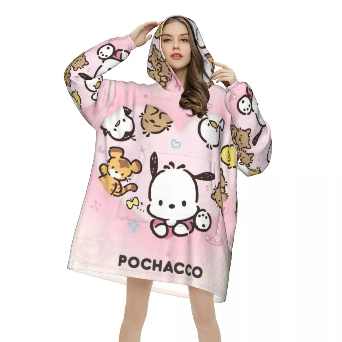 

Pochaccos носимое одеяло с капюшоном для женщин и мужчин, теплое уютное большое одеяло, толстовка, толстое флисовое одеяло с капюшоном и карманом