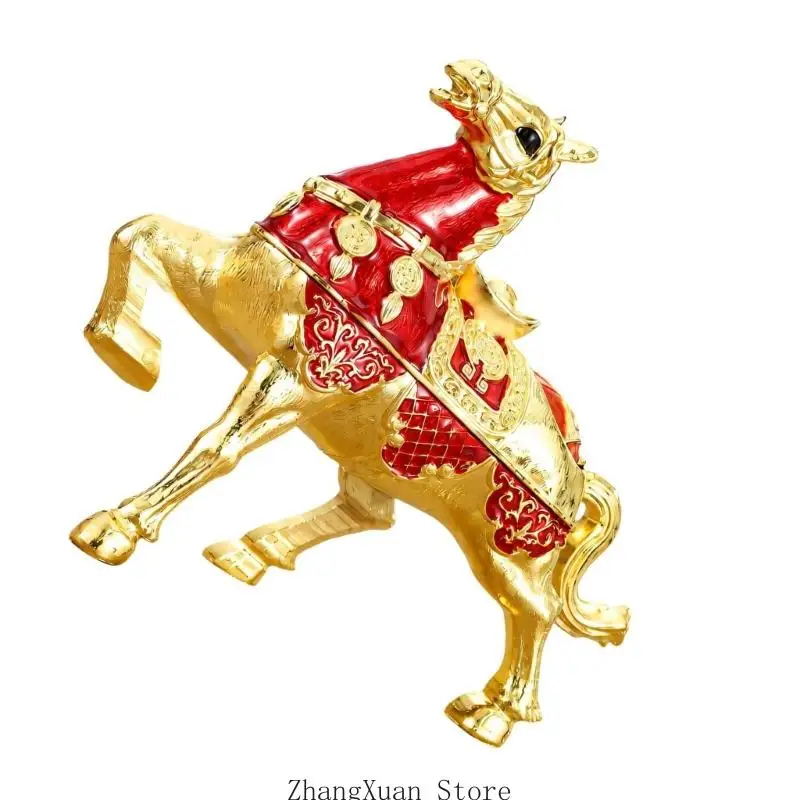 Pferdefigur-Tabakbehälter mit Deckel, dekorativer Aschenbecher aus Metall für Wohnzimmer, Büros und Teestuben 3XUF – Detail 7