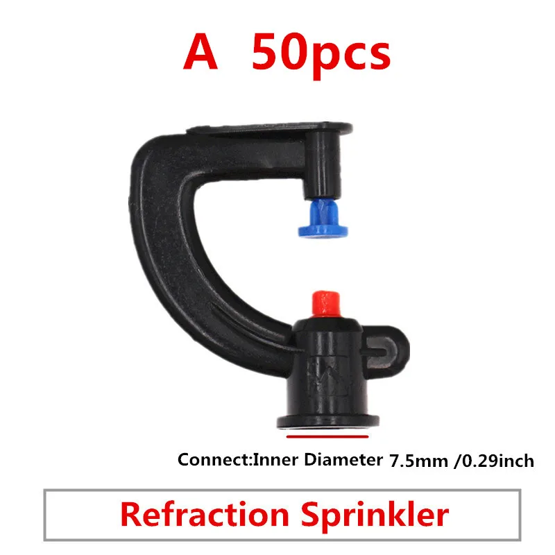 50pcs G-type Refraction Misting Micro-sprinkler 360Degree Automatic Rotation Greenhouse Upside-Down Sprinkler Micro Irrigation