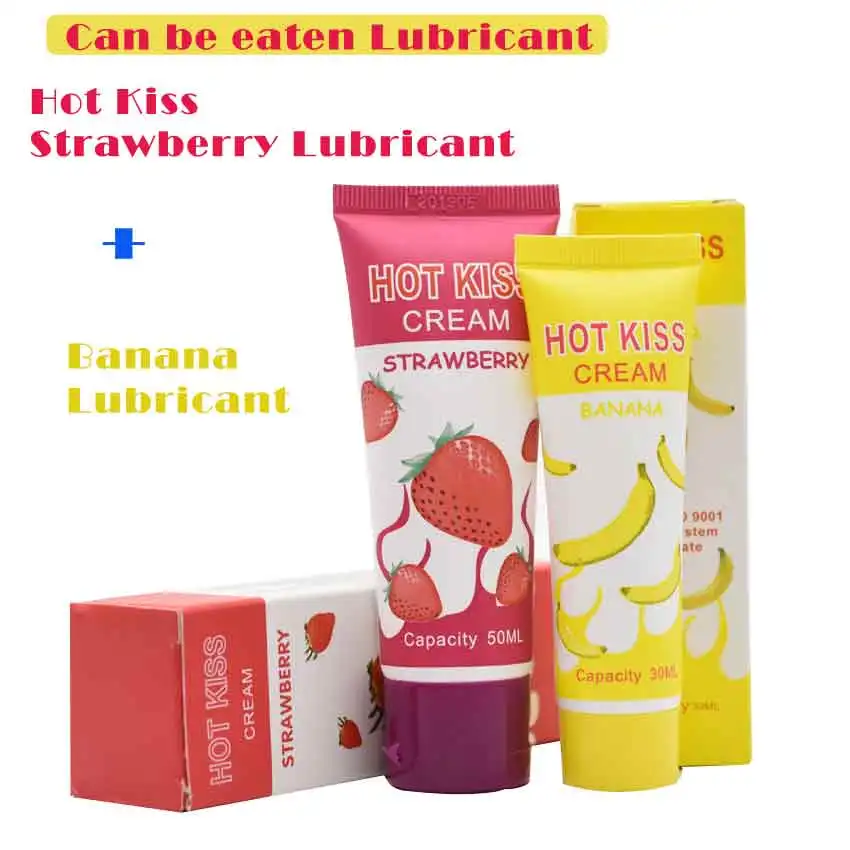 HOT KISS Lubricant Banana Cream Strawberry Cream Sex Lube Body Massage Oil Lubricant for Anal Sex Grease Oral Vaginal Love Gel