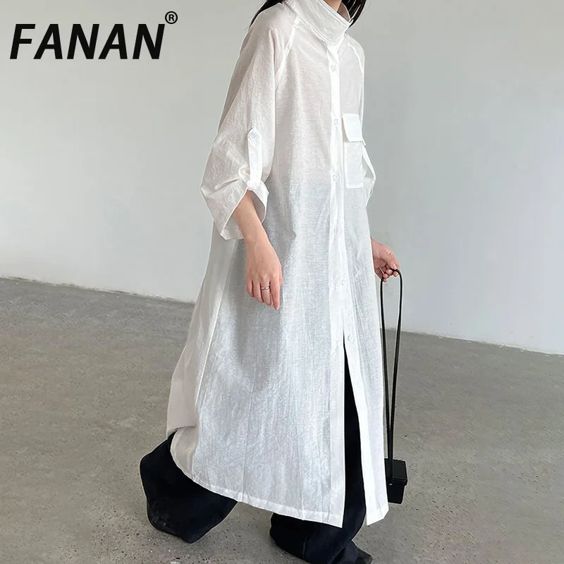 

FANAN перспективный солнцезащитный Тренч для женщин, однобортный длинный ветровка на шнурке, женские пальто, новинка лета 2023 г.
