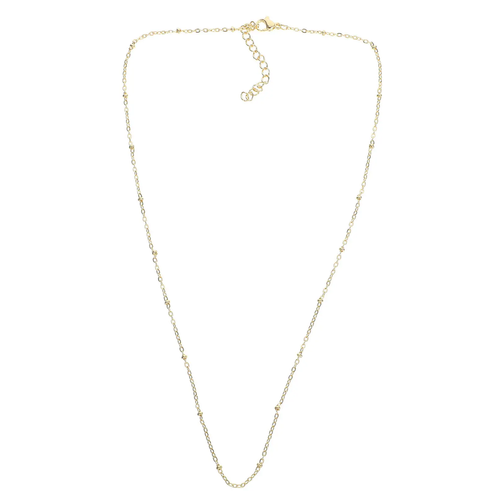 Delicado Collar de Cadena para Clavícula Chapado en Oro para Mujer con Diseño de Cuentas Redondas, Gargantilla Delgada para Fiestas, Bailes de Graduación y Uso Diario