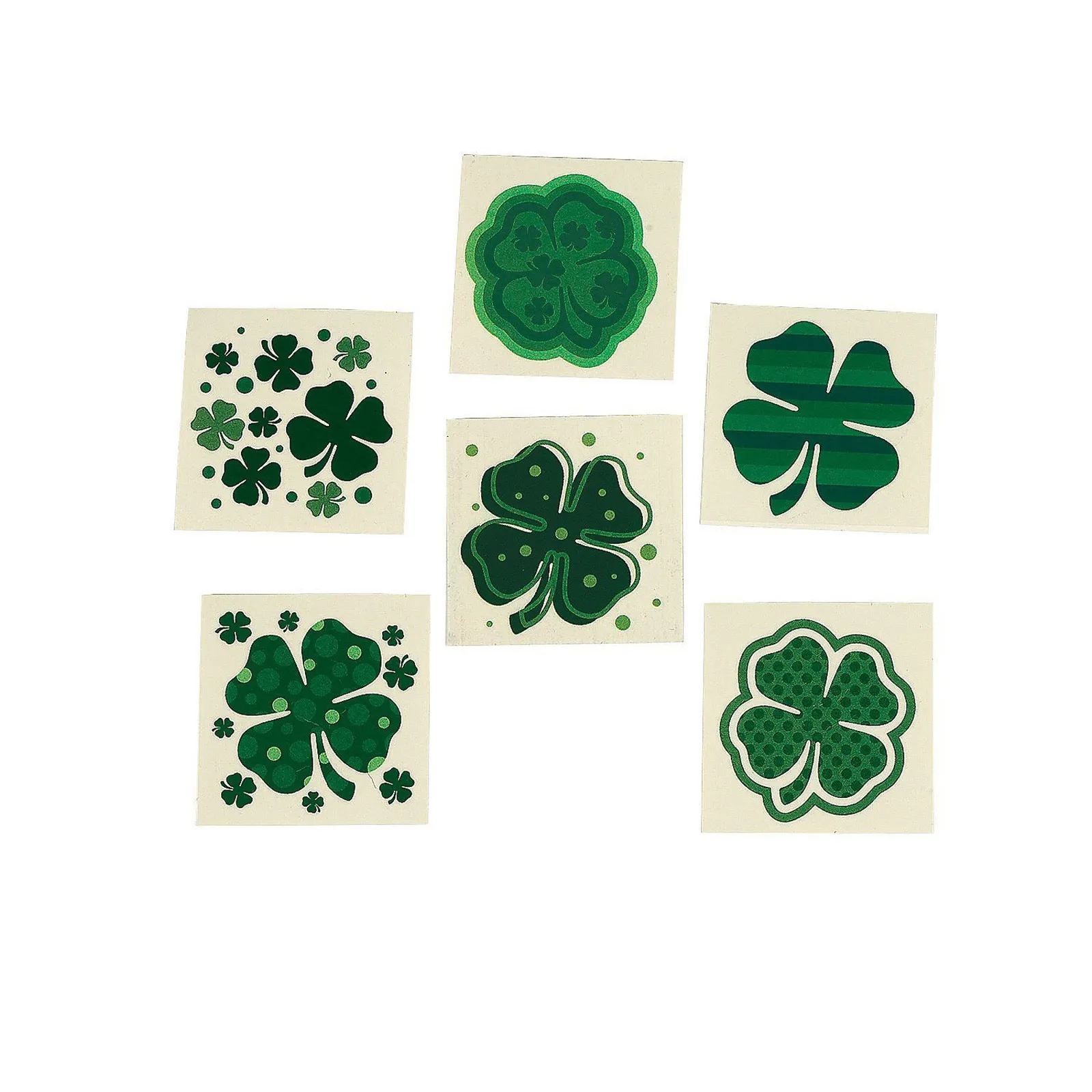 72PC Four Leaf Clover Temporary Saint Patrick's Day Fake Tattoo Sticker Irish Carnival Party Stickers Home Party Decorations