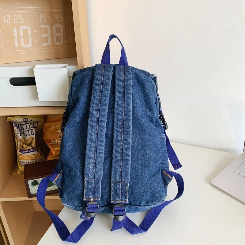 Denim Girl Boy Backpack Travel Viral Backpack High College Youth School Backpack Waterproof Book Bag Large Capacity Sports Pack