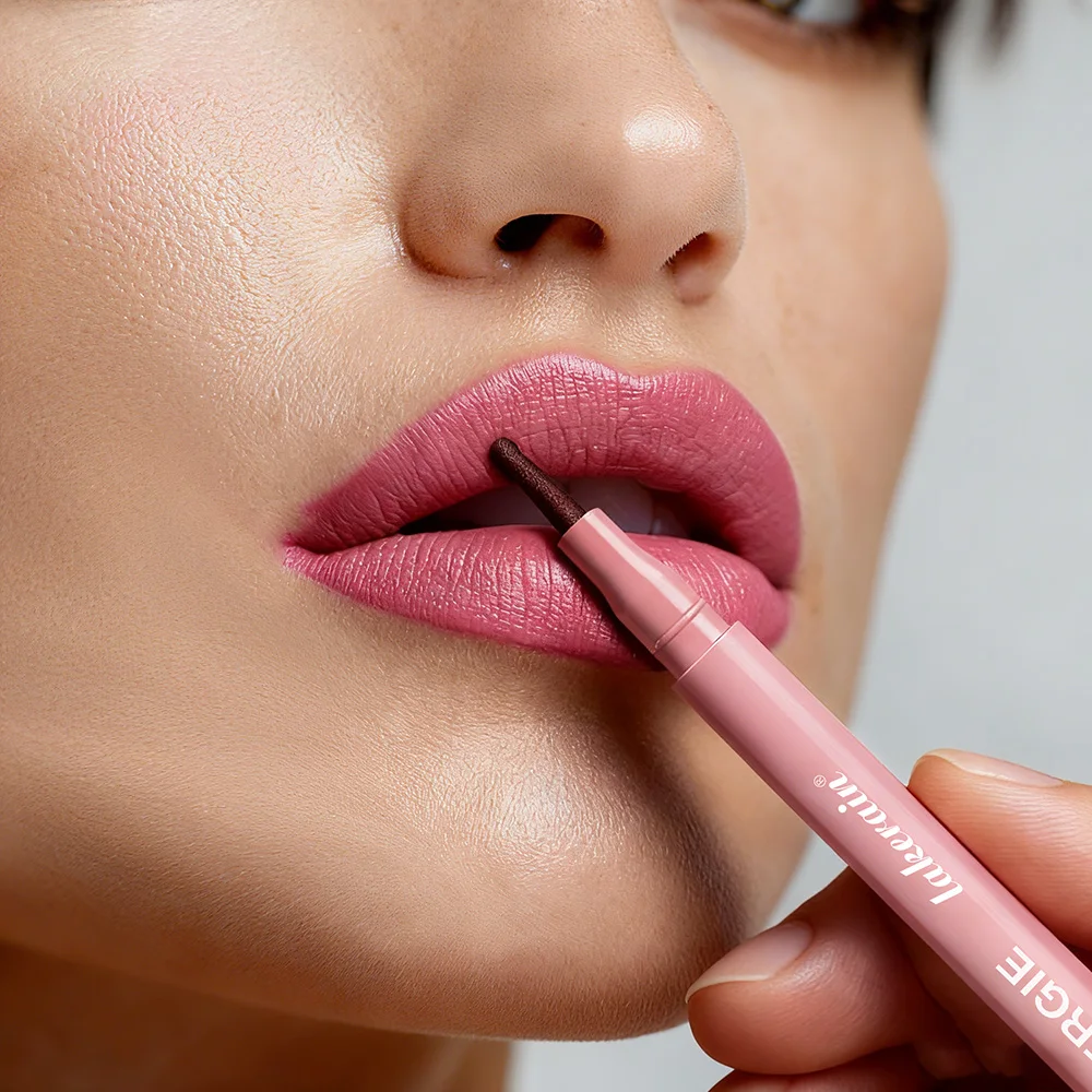 Lakerain Lingerie per labbra impermeabile Matita per labbra Macchia a prova di sbavature Penna a sfera con punta in feltro Matita per labbra Trucco naturale a lunga durata