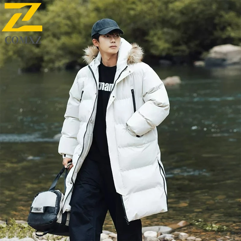 

COMXZ Hooded Casual Padded Jacket For Men Outdoor Task Thick Warm Parka Office Leisure Comfort Light Winter Cotton Coat
