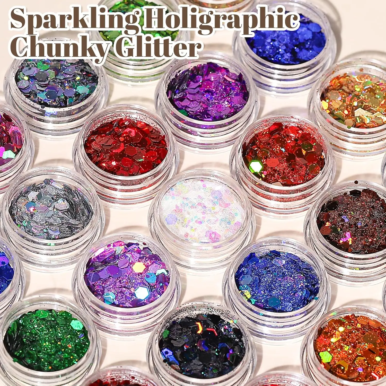 

24Colors/set Iridescent Chunky Glitter Nail Art Sequins Holographic Chameleon Sparkly Hexagon Flakes Christmas Nail Decor Sequin