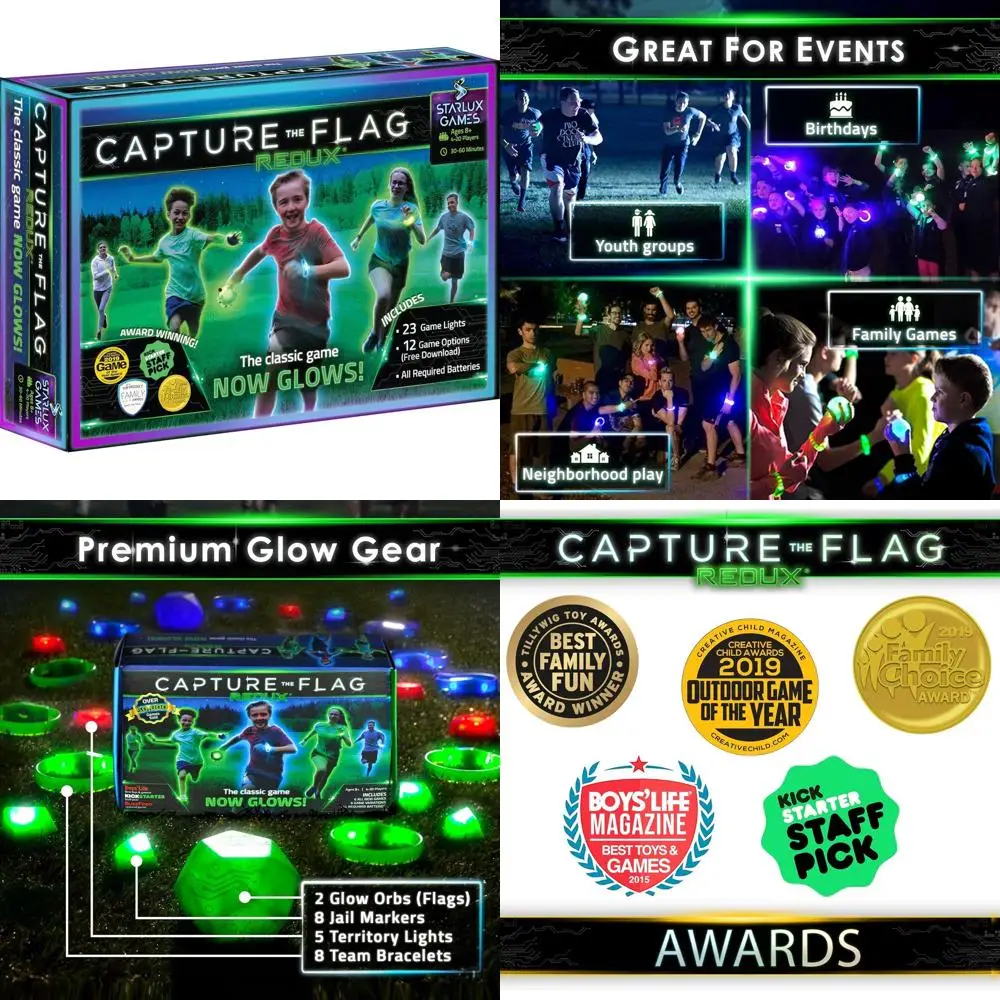 

Glowing Nighttime Capture the Flag: Fun Outdoor Game for Kids & Teens | Great Sports Gift | Alternative to Laser Tag & Flag Foot