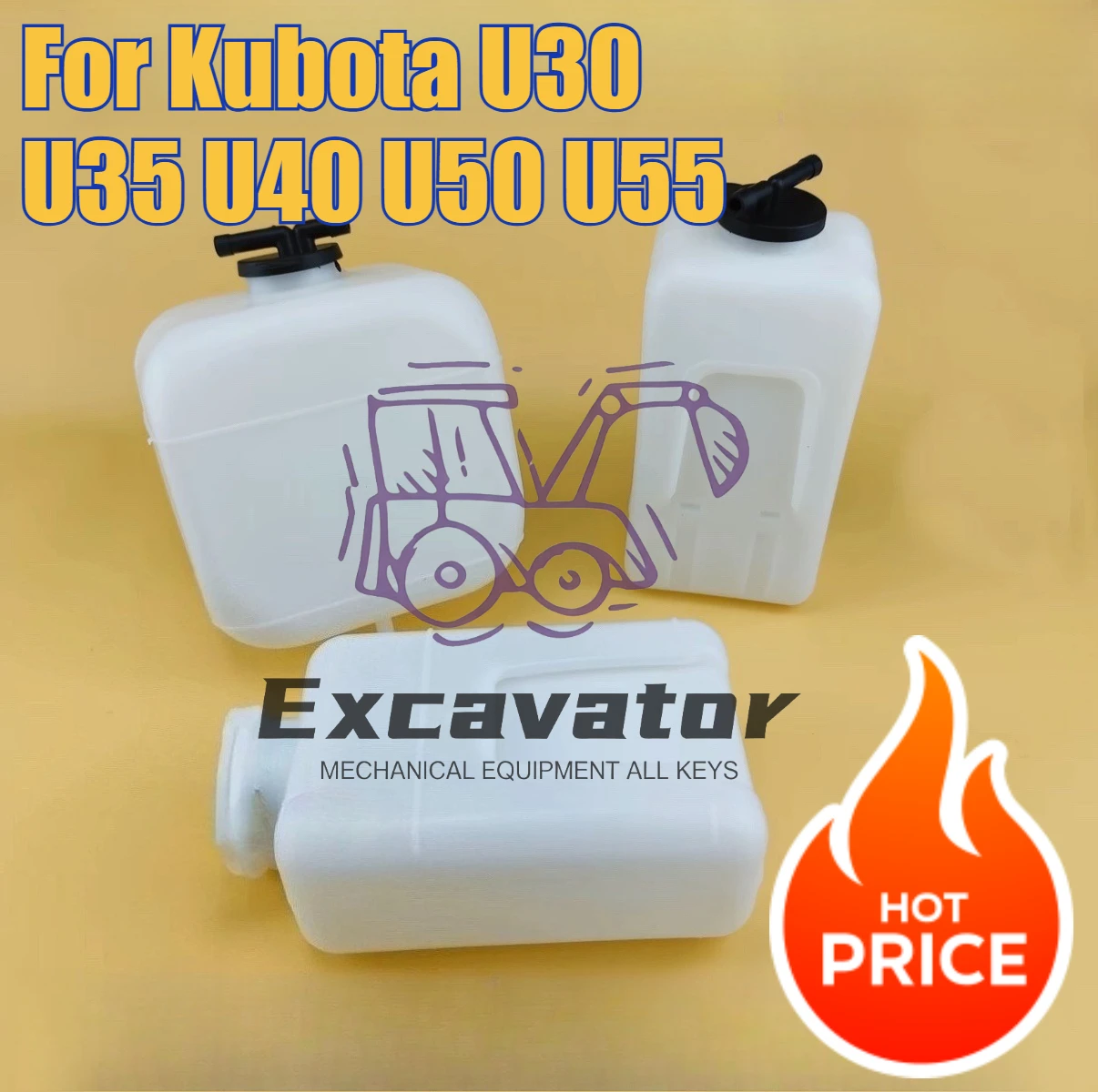 Tanque de Expansão de Água Auxiliar para Peças de Escavadeira Kubota U30 U35 U40 U50 U55