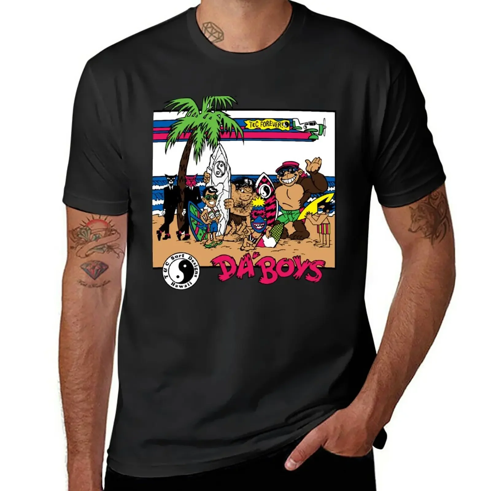 New T&C HAWAII DA BOYS TOWN AND COUNTRY SURF DESIGNS APE SURFING JOE COOL TIKI SURFERS PRIMAL URGES T-Shirt