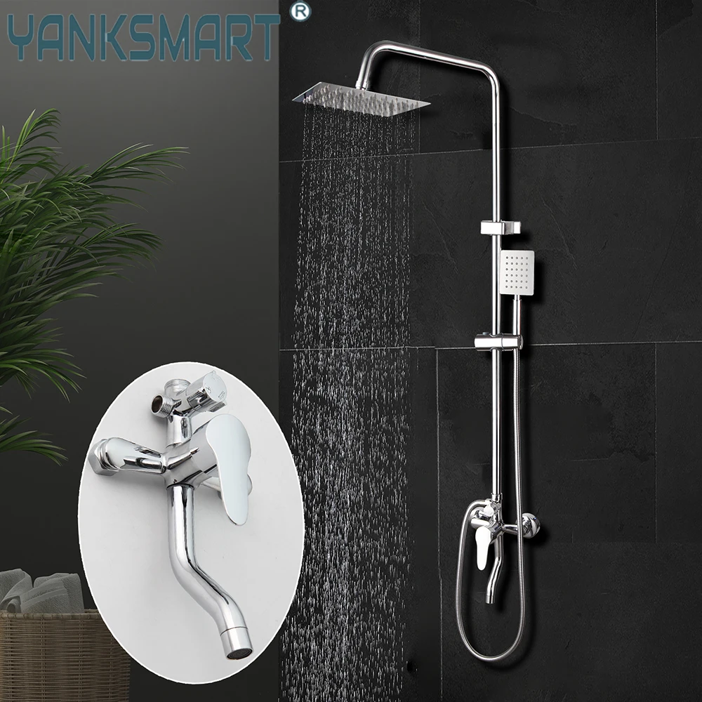 YANKSMATY Chuveiro Banheiro Sistema de Ducha Chrome Shower System Set for Bathroom 8