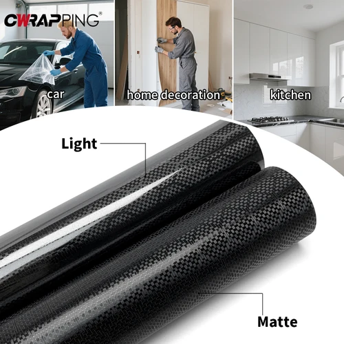 Imagen 2 del producto Envoltura de vinilo de fibra de carbono con diamantes, pegatinas para coche sin burbujas, autoadhesivas impermeables, película brillante para coche, accesorios para automóviles