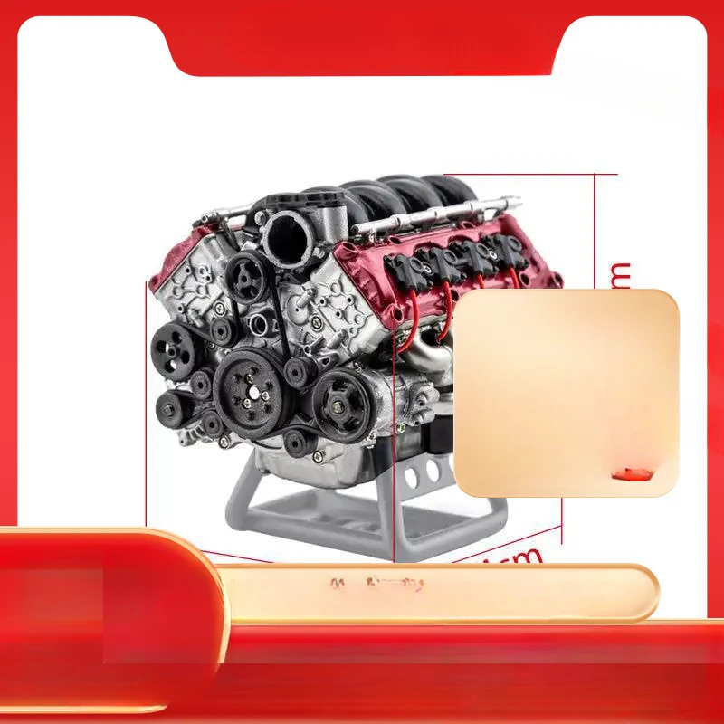 

Mini V8 engine model, assembled RC scene power engine can be started