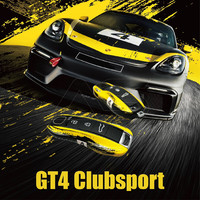 Yellow GT4 Edition Car Key Case Protective Cover Trim For Porsche Cayenne Macan 911 Panamera 718 Cayman Boxster Key Accessories