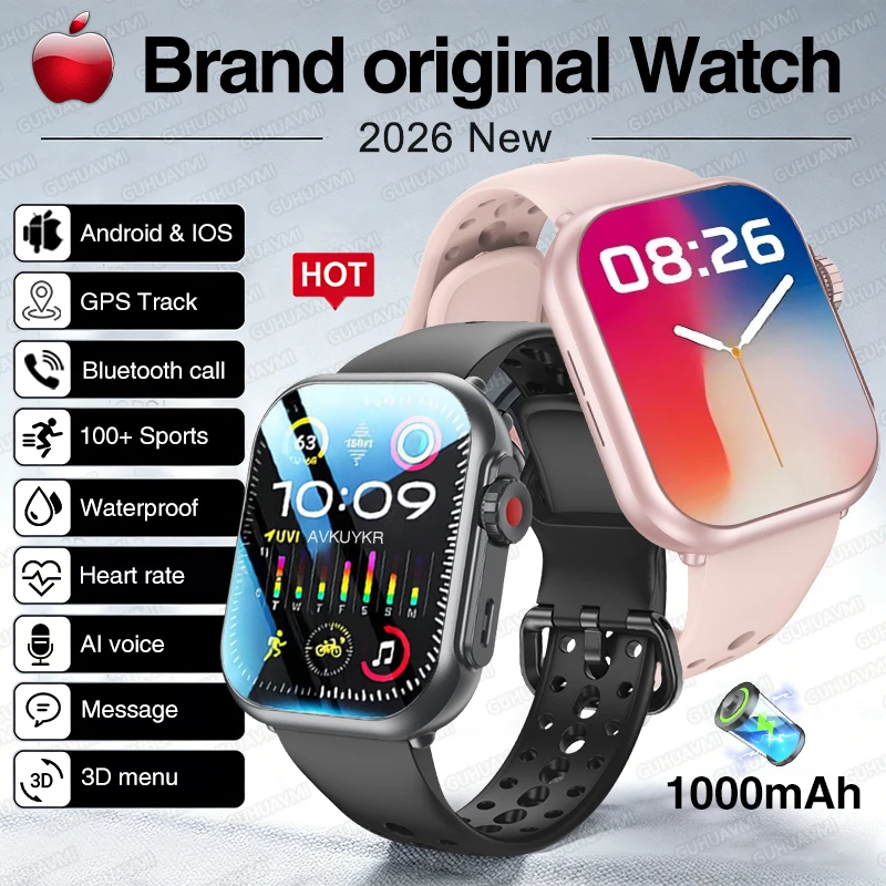 Reloj Inteligente con Batería Duradera de 1000 mAh para IOS Watch Ultra 2, Reloj Deportivo con GPS, Resistente al Agua, para Hombre y Mujer, Relojes de Moda