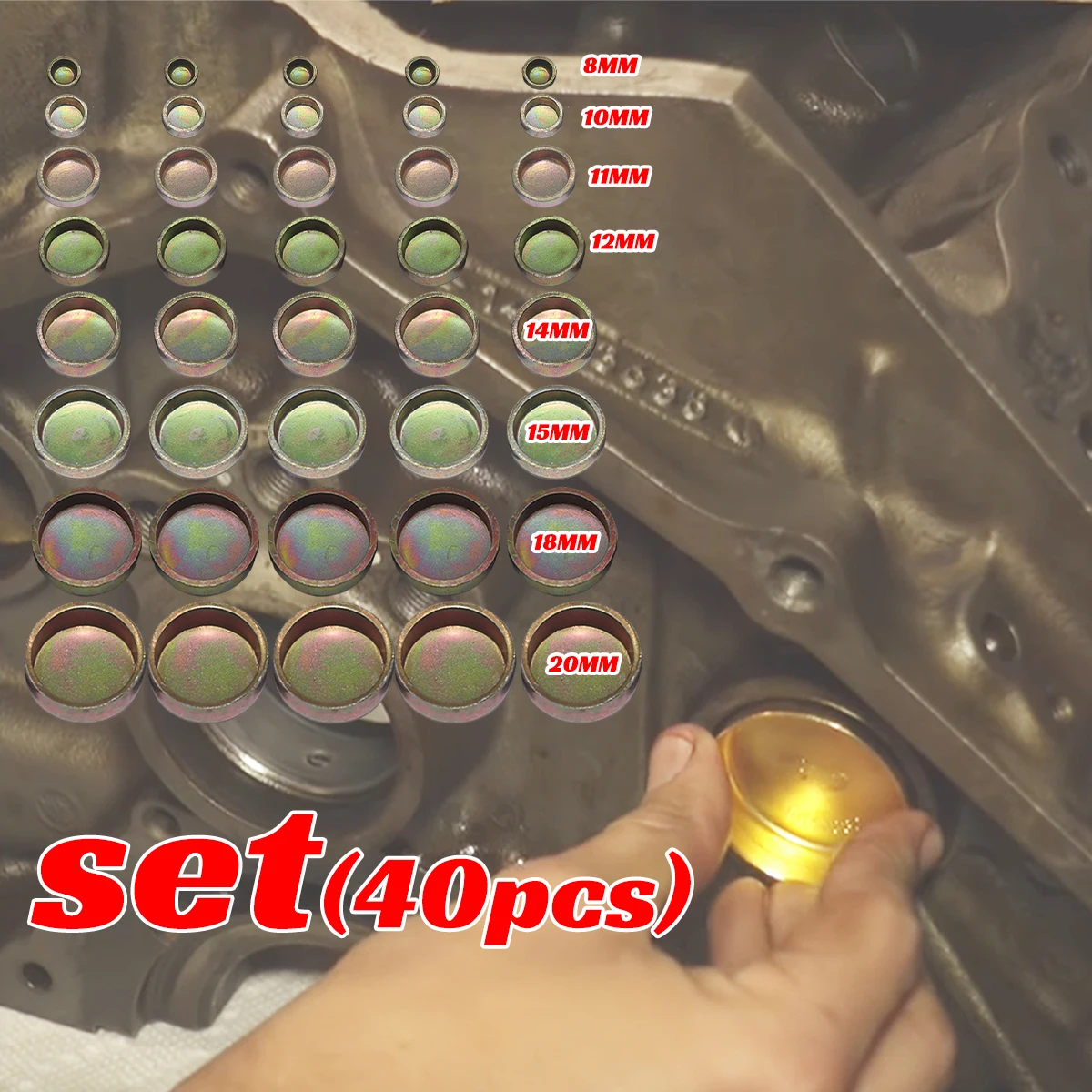 

Set Engine Core Plug Expansion Welch Block Freeze Cap Cylinder Head Frost Plug Cover 1.6L Zinc Plated Cup Car Replacement Parts