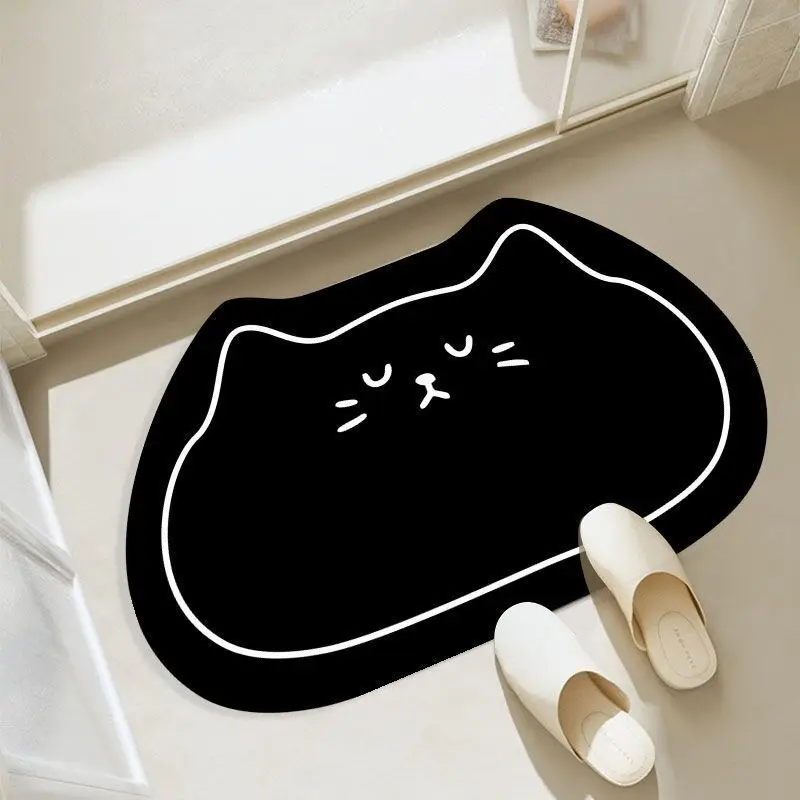 

Cute Fun Cat Water Absorbent Non Slip Floor Mat Entrance Bathroom Cartoon Cute Decorative Carpet Home Decoration