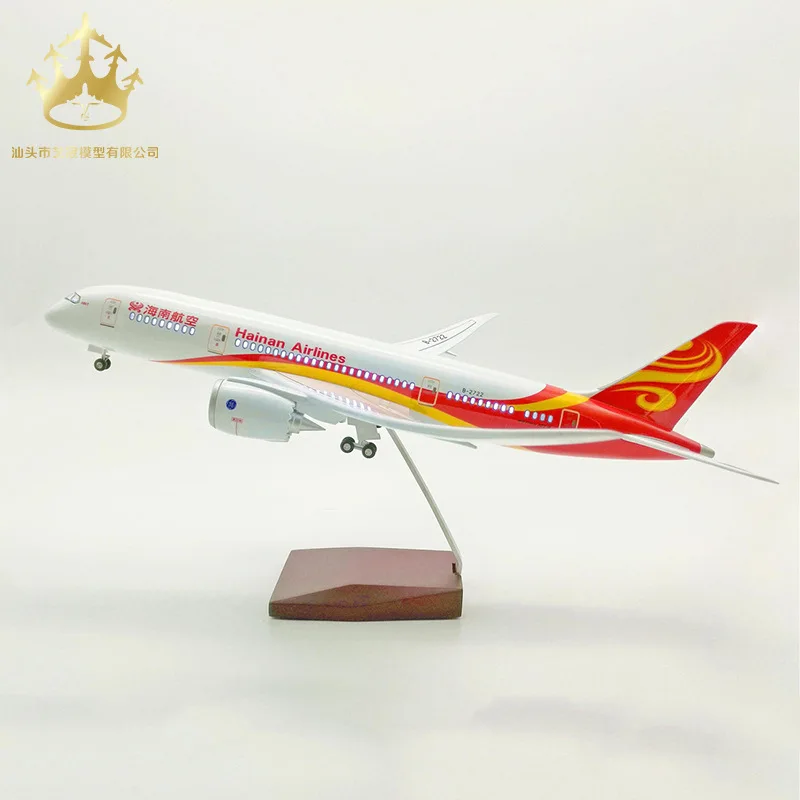 Boeing 787 Hainan Airlines с колесами и огнями, имитационная модель самолета, модель гражданского самолета, модель самолета, орнамент