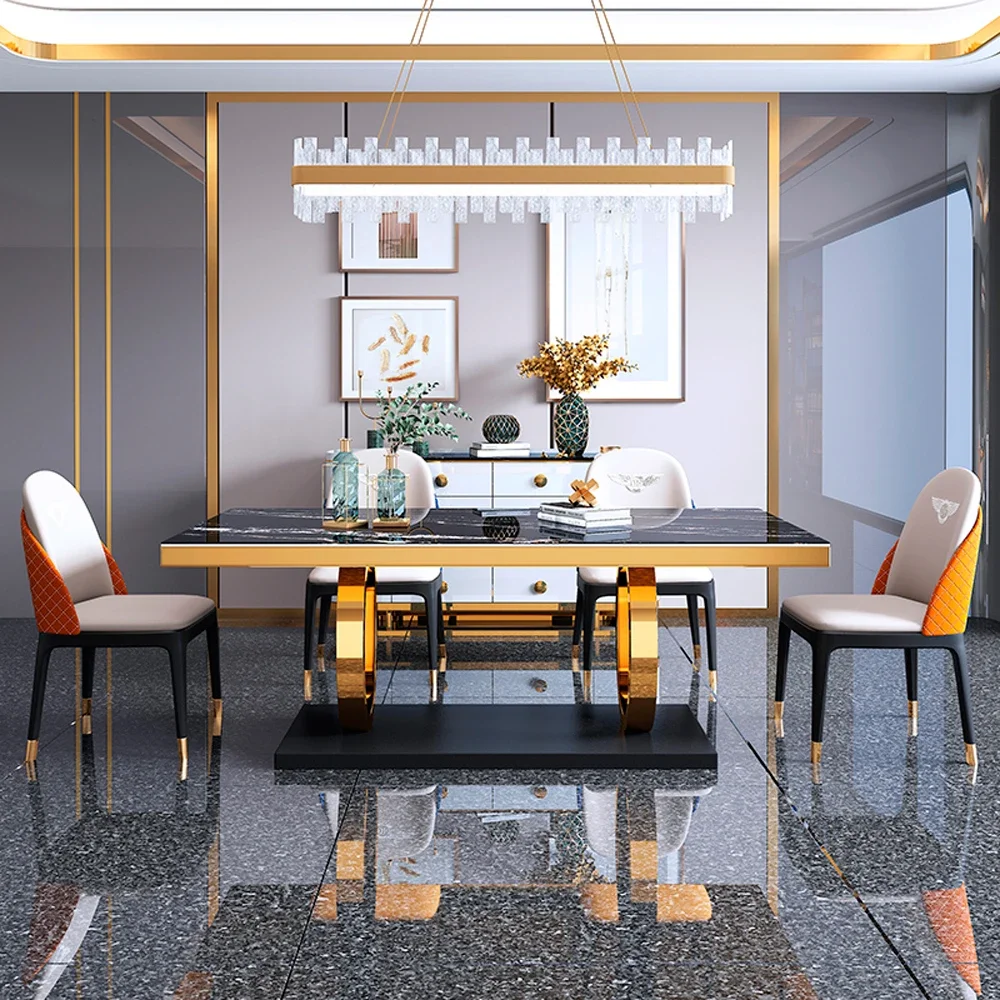 Modern Dining Room Furniture Nordic Rectangular Luxury Marble Dining Table Dining Table Set With Chairs For Sale