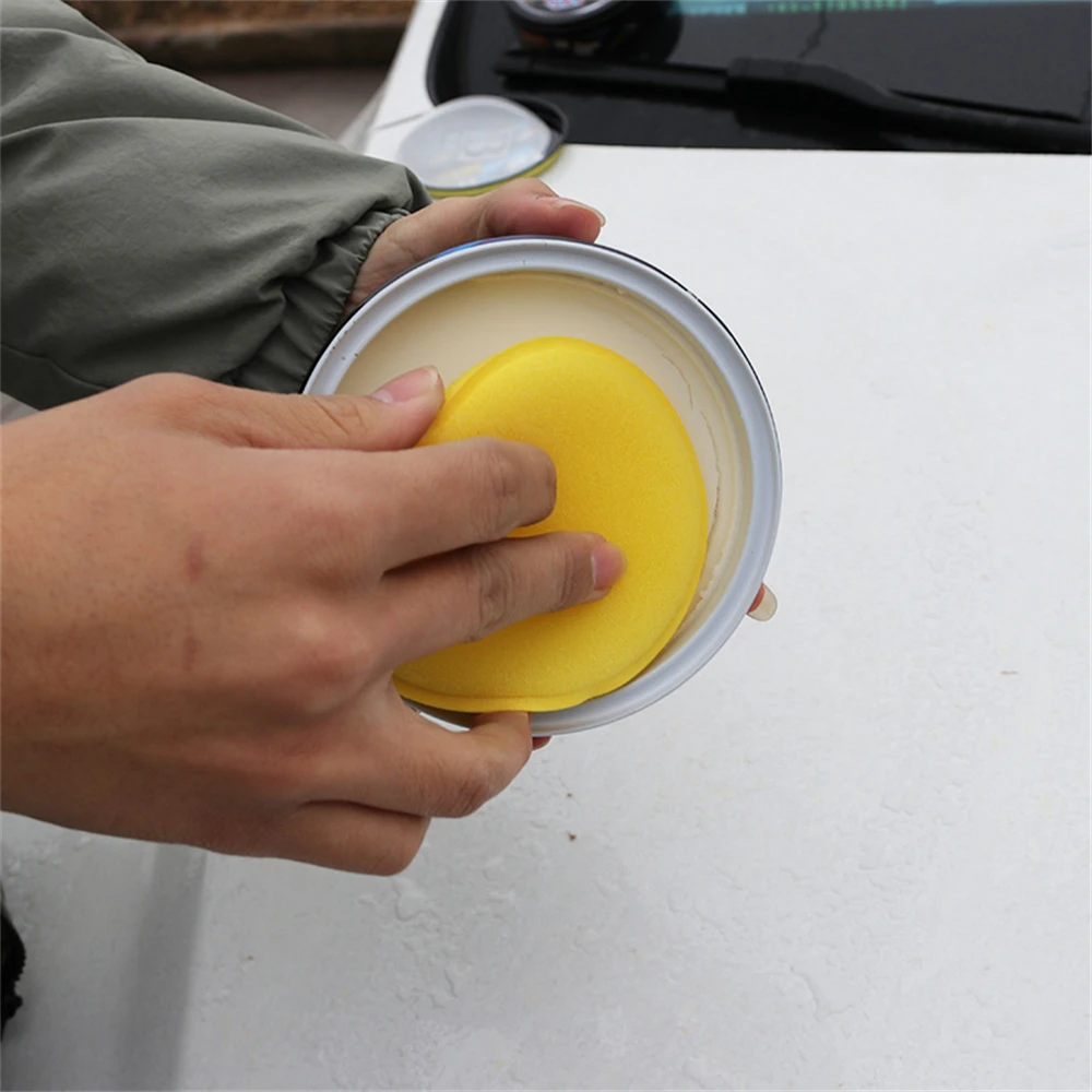 

12pcs Wax Polish Foam Sponge Hand Soft Wax Yellow Sponge Pad Waxing Towel Sponge Brush Car Paint Care Cleaning