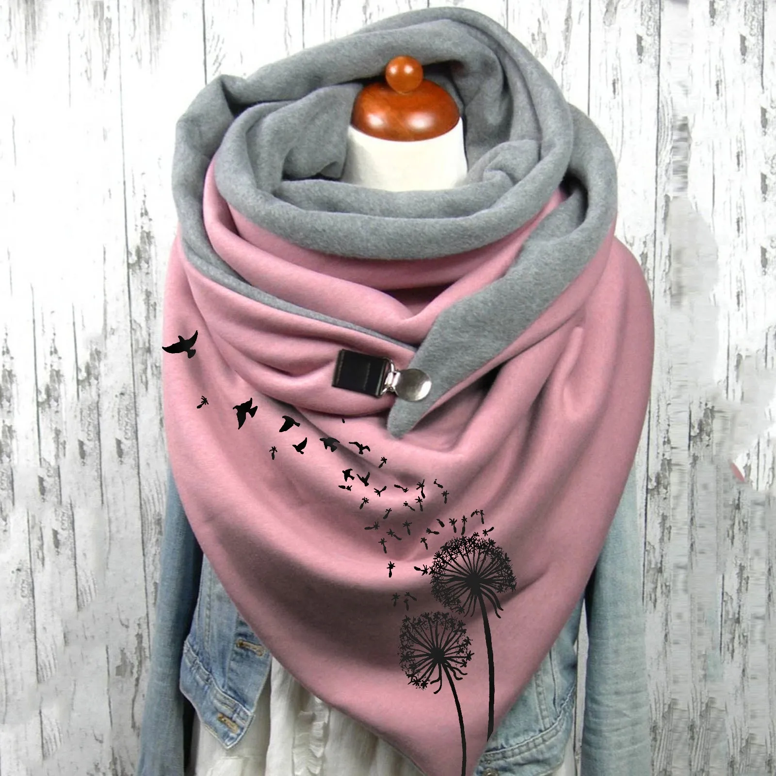 

Women Feather Vintage Print Boho Scarf Shawls Wraps Winter Warm Short Scarves Head Scarf