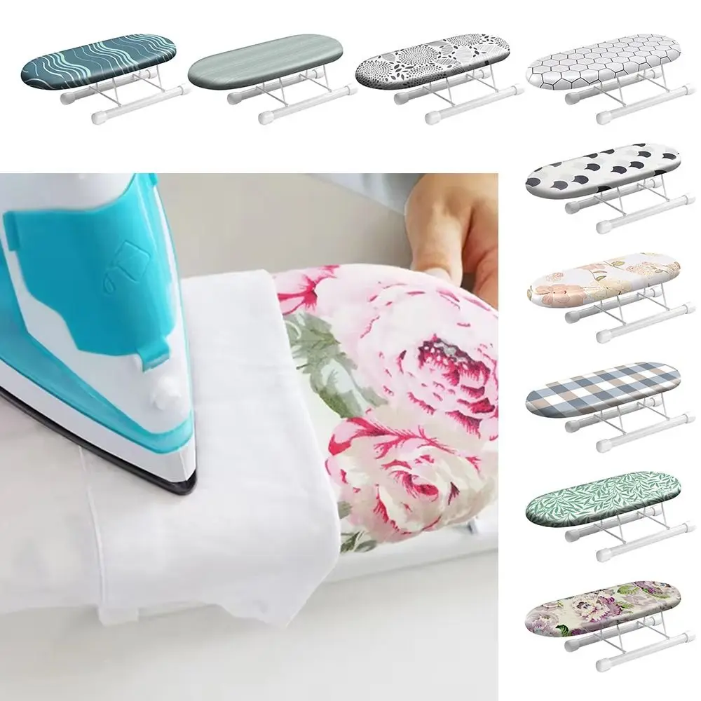 

Foldable Mini Ironing Board Heat-resistant Flower Pattern Clothes Ironing Cover Space-saving Desktop Ironing Stand
