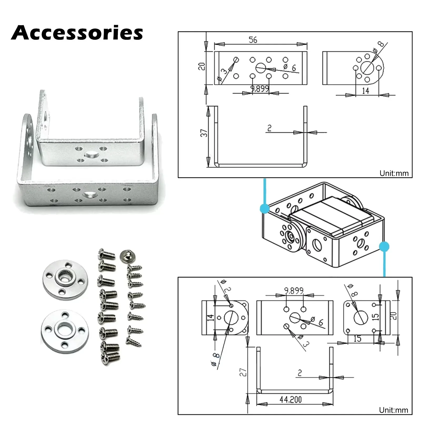 DS Servo RDS3235 Digital Coreless Motor Robot Servo 35KG High Torque Metal Gear with U-Shaped Bracket Arm Plate 180°/270°