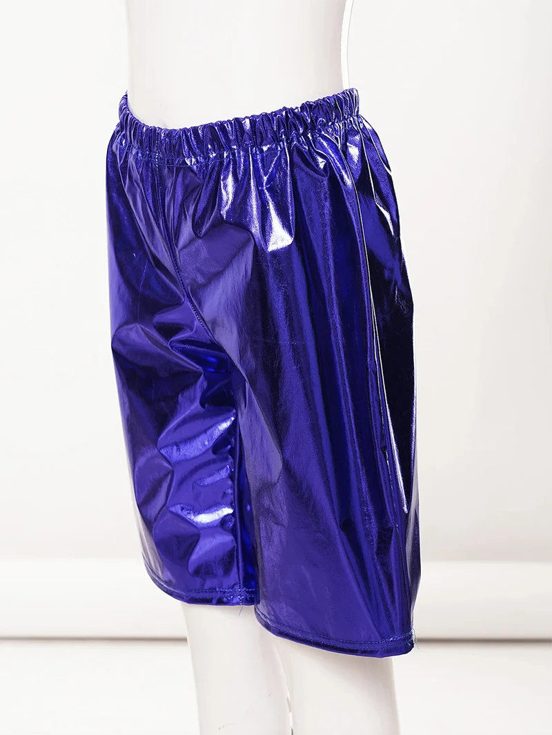 Pantalons métalliques 1/2 pour enfants garçons, shorts de gymnastique brillants, Jazz, Costume Hip Hop pour filles, vêtements de danse de rue, pantalons pour spectacle sur scène de fête