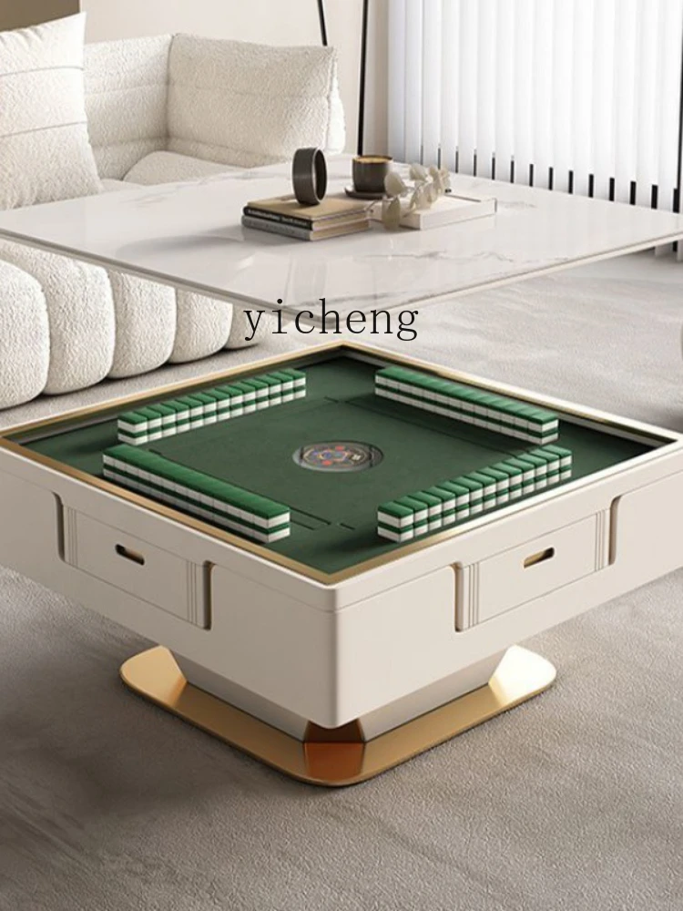 Yy Light Luxury Stone Plate Lifting Coffee Table Mahjong Table Dining Table Double-Use Mahjong Machine