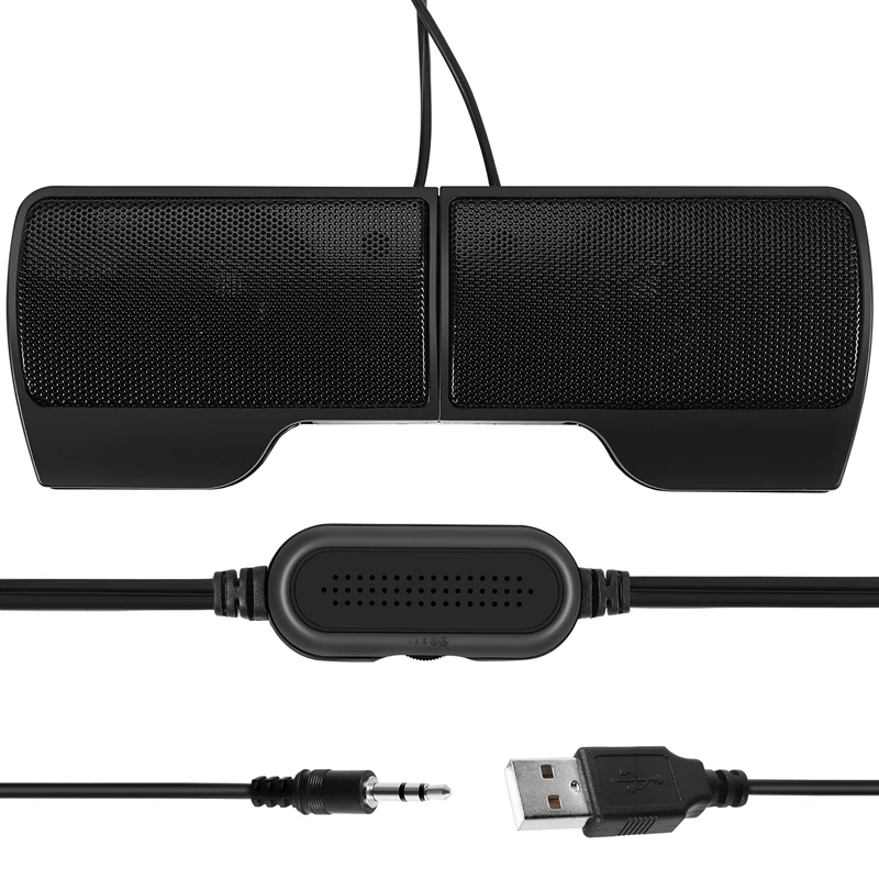 Clip On USB Speaker For Notebook Laptop PC Desktop Tablet Wired Stereo Speaker Line Controller Soundbar