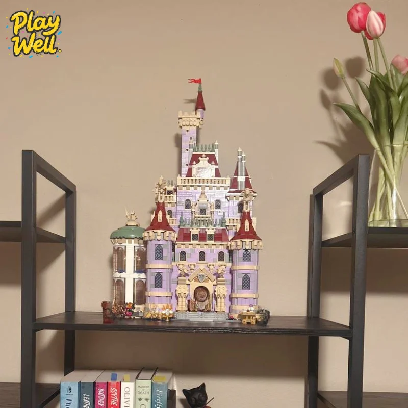 

MINISO Disney Movie Beauty and The Beast Castle Romantic Toy 43263 Model Girl Building Block Valentine's Day Adult Birthday Gift