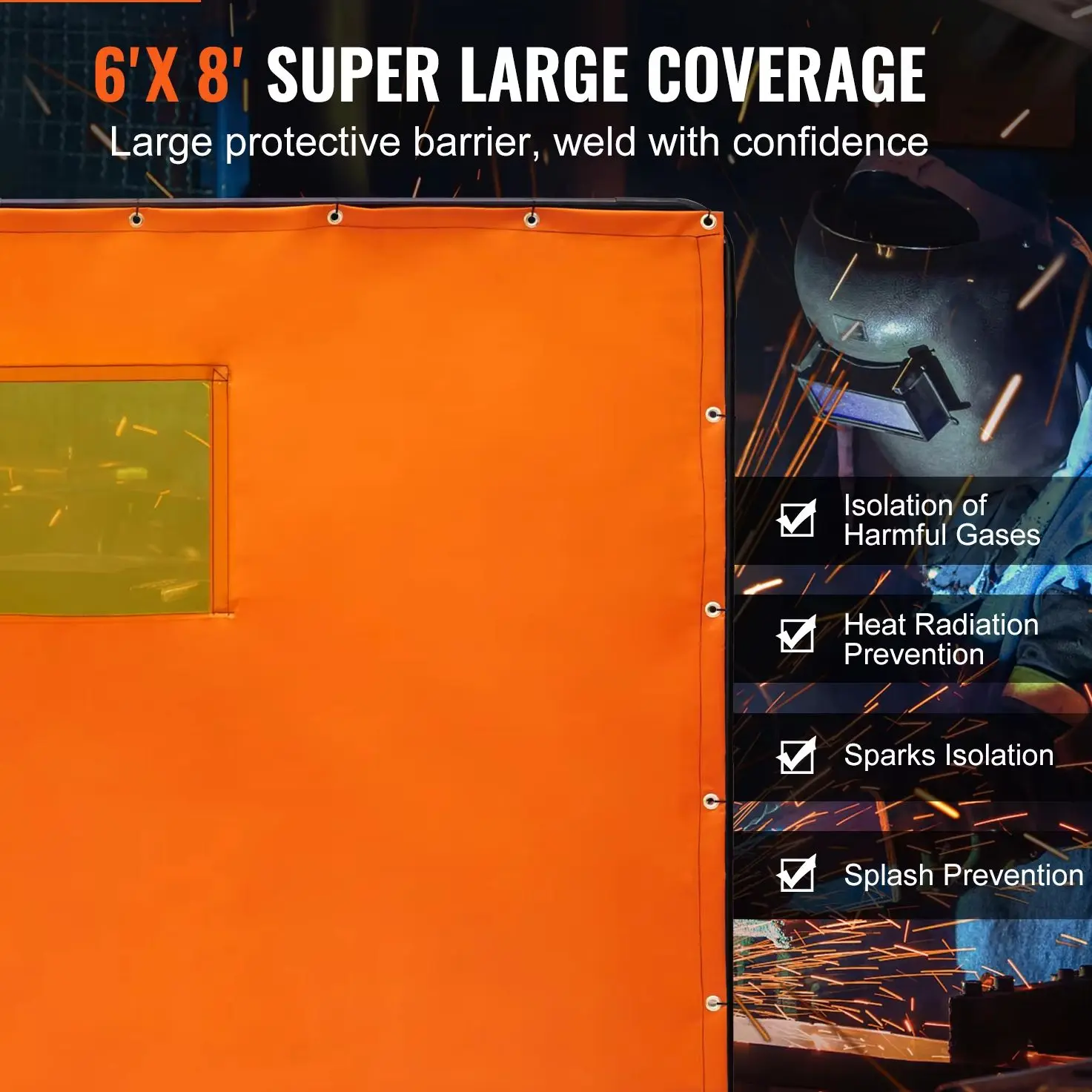 شاشة لحام SucceBuy مع إطار 6 × 8 بوصة ستارة لحام شاشات حماية لحام من الفينيل المقاوم للهب 4 عجلات دوارة