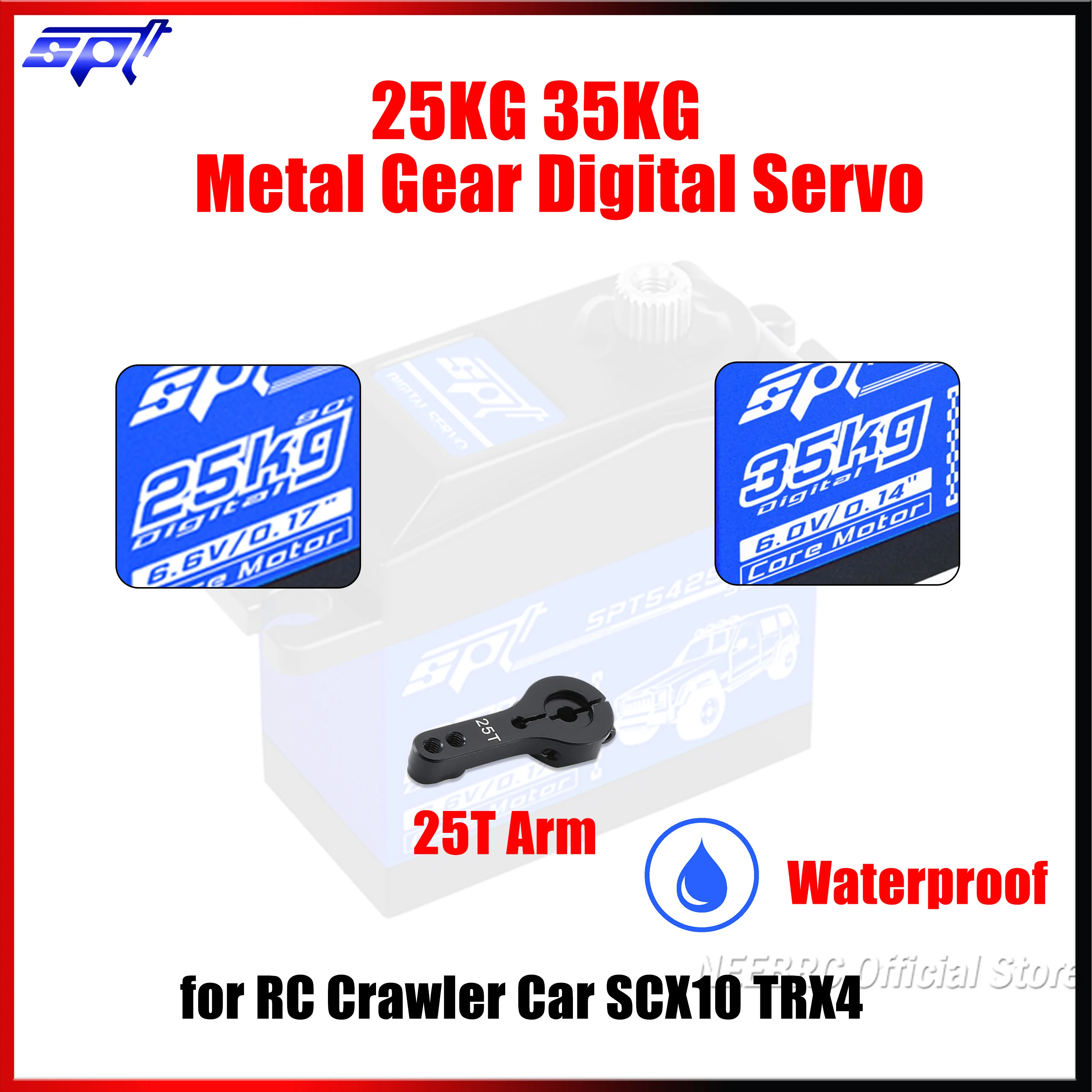 

SPT 25KG 35KG Metal Gear Large Torque Digital Servo Waterproof Core Motor 25T Arm for RC Crawler Car SCX10 TRX4 Robot Toy Parts