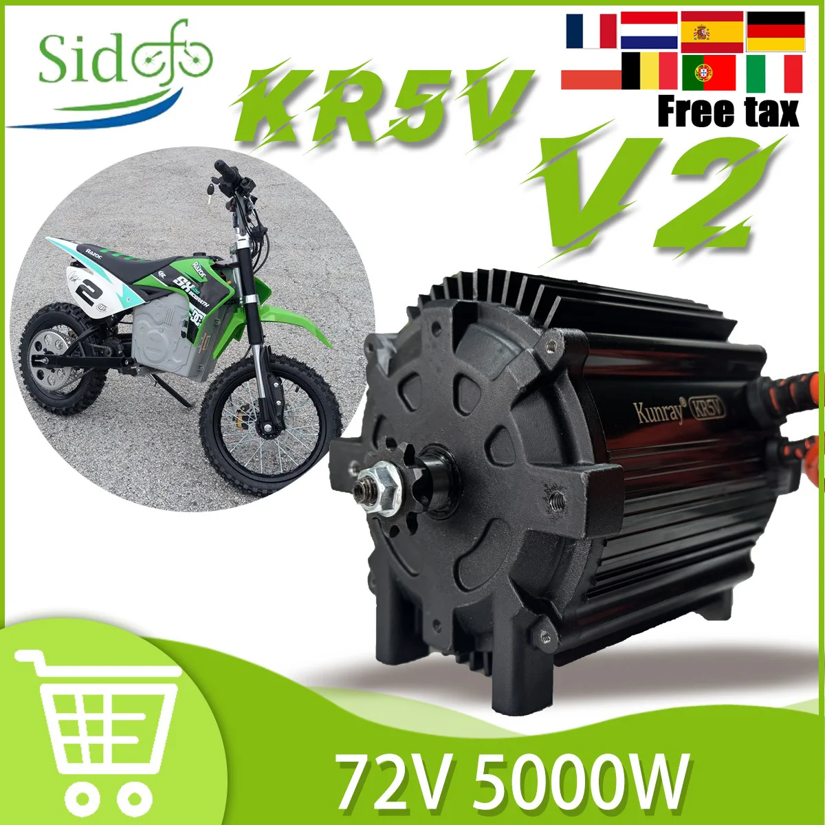 

80A-100A KR5V V2 Новое обновление 72 В 5000 Вт Электрический бесщеточный двигатель для бритв/гонных картингов Электрический мотоцикл/скутор/велосипед