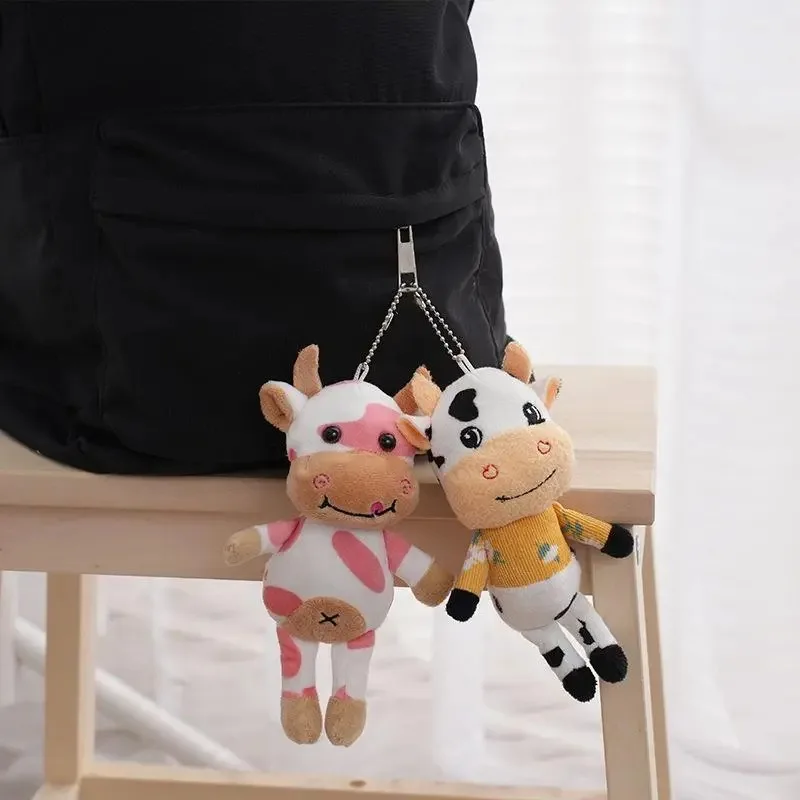Calf pendant doll Internet celebrity cute flower cow plush doll pendant schoolbag cute ugly cute backpack keychain