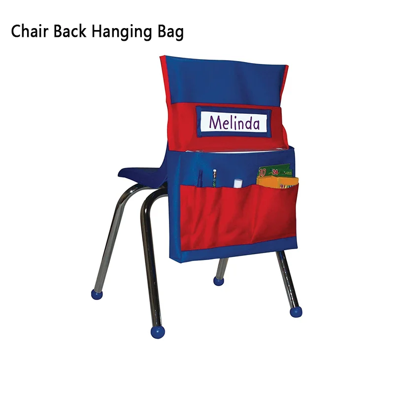 1pc Chair Back Hanging Bag (Red/Yellow) Chair Back Storage Bag with Name Tag Pocket Chair Back Storage Bag Seat Storage Bag image 3