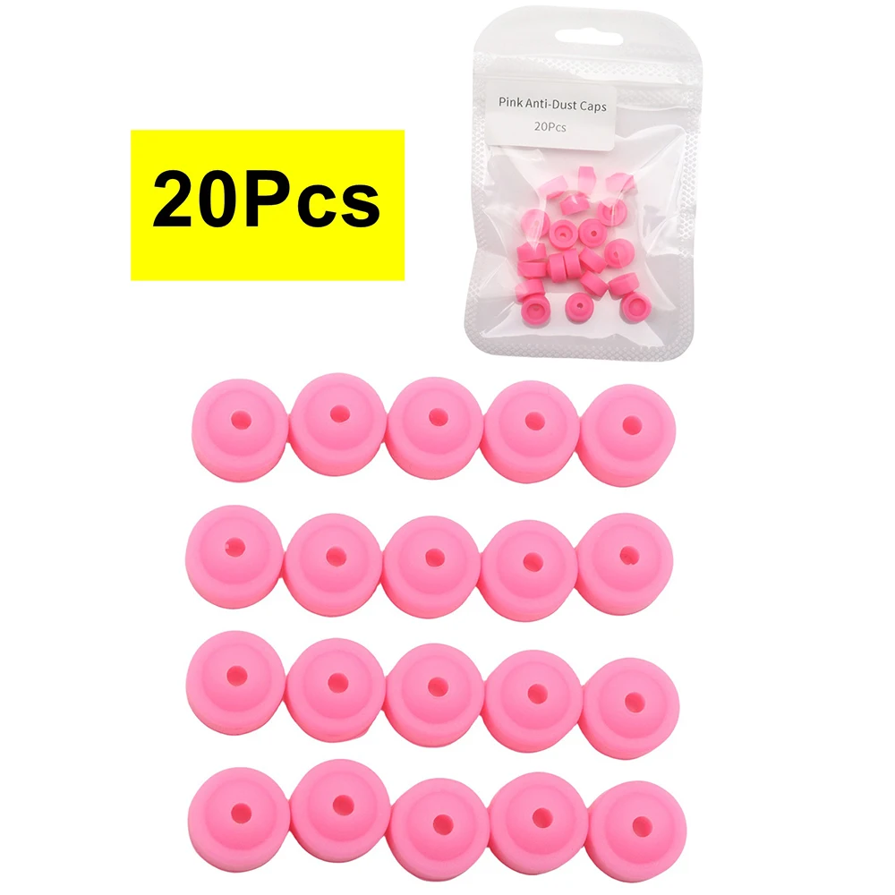 10/20/50/100/400 Stuks Roze Siliconen Stofdichte Protector Caps voor 2/32 "Nail Boren-of E-bestand Siliconen Stofstopper Roze Nagel