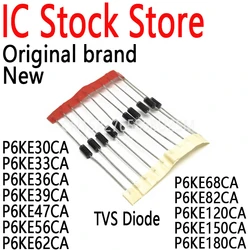 50PCS TVS Diode P6KE30CA P6KE33CA P6KE36CA P6KE39CA P6KE47CA P6KE56CA P6KE62CA P6KE68CA P6KE82CA P6KE120CA P6KE150CA P6KE180CA