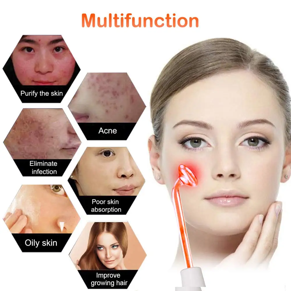 4‑In‑1 High Frequency Facial Wand with Multiple Glass Electrodes Portable Home Salon Multi‑Function Beauty Device for Daily Faci