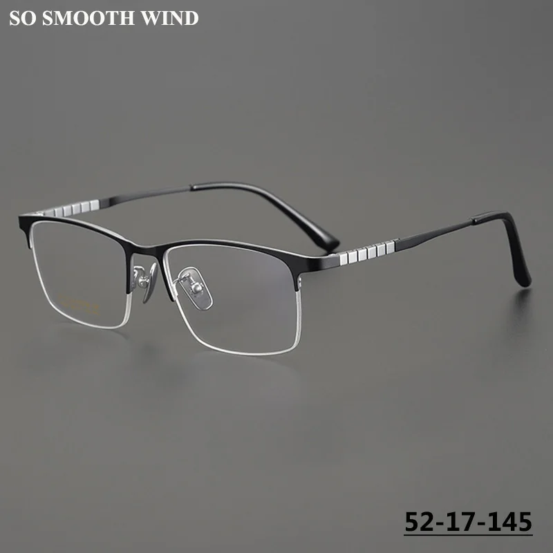 

Half-frame Accordion Leg Eyebrow Frame Glasses Mens Pure Titanium Square Business Eyeglasses Ultralight Male Half-rim Spectacle