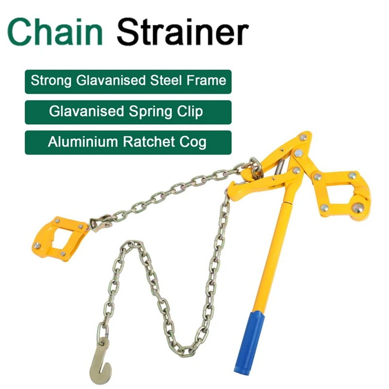 Chain Strainer Fence Repair Compact Tool,Barbed Wire Tightener 47.25 Inch Chain Capacity 2200Lbs Barbed Wire Stretcher