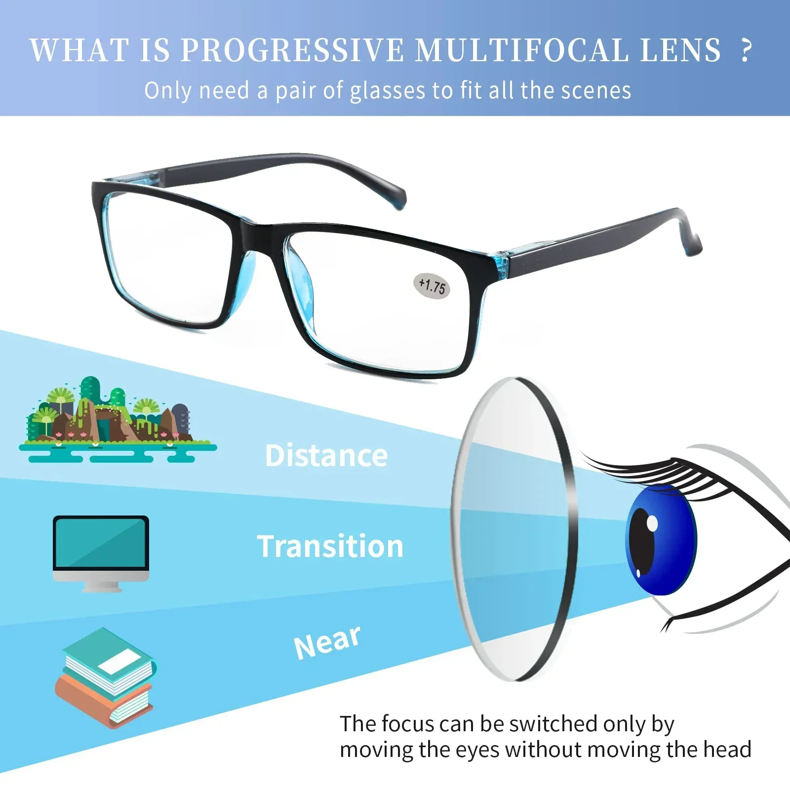 Portable Reading Glasses Black Decorative Glasses Frame Glasses Rectangle Anti Eyestrain Reading Glasses Readers Ultra Fashion image 2