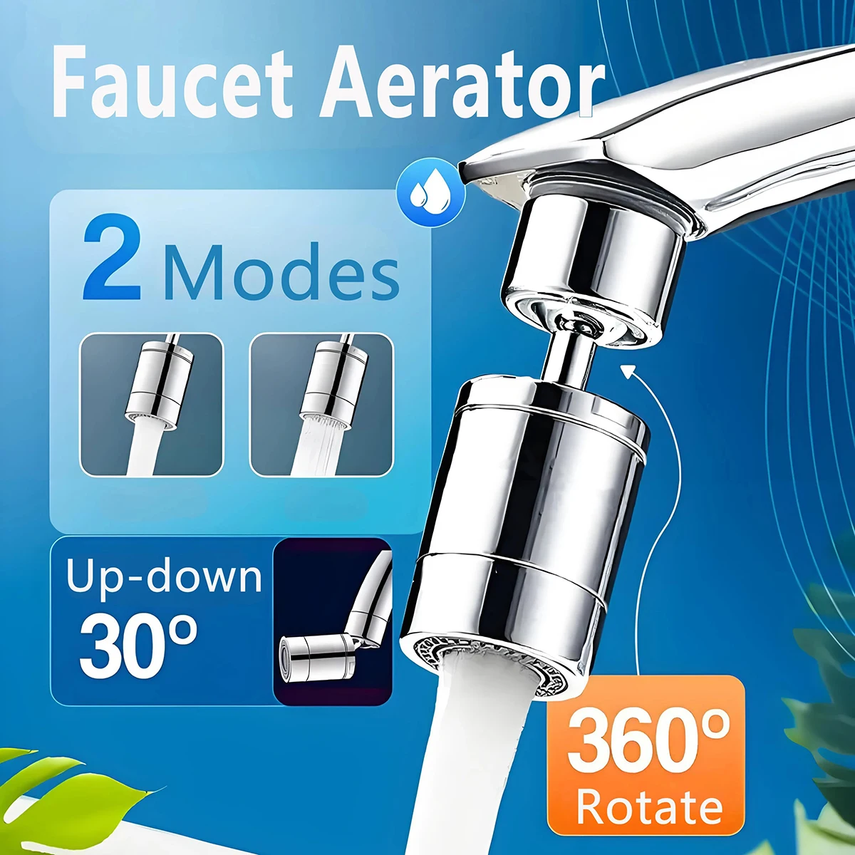 2 Modes Stainless Steel Faucet Spray Head Filter Adjustable 