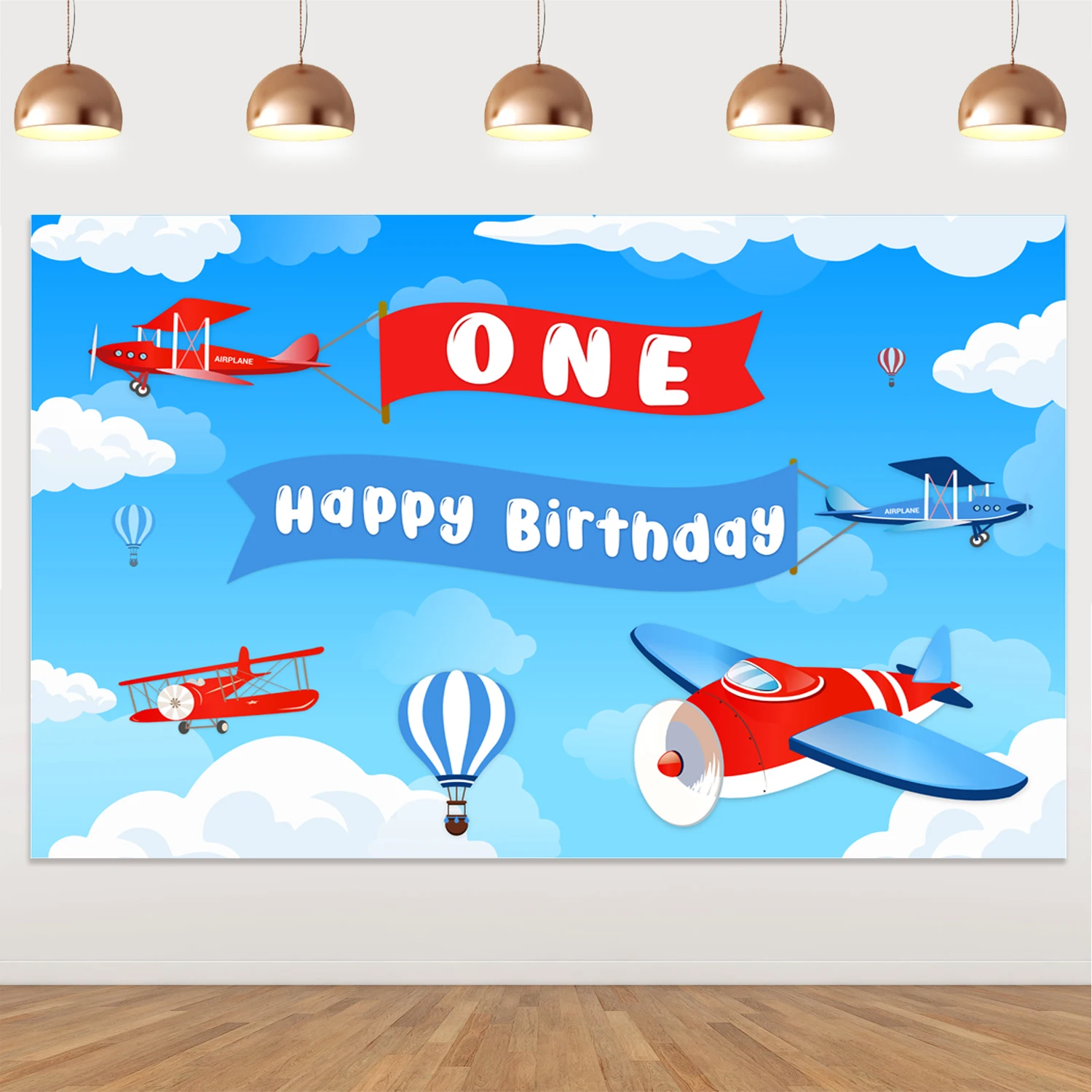 

Airplane Theme 1st Birthday Backdrop Time Flies First Birthday Party Decoration Supplies Aircraft Photo Background Decor for Boy