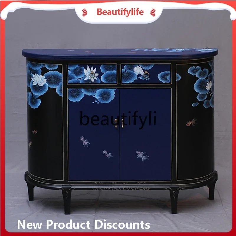 ss8617 خزانة مدخل جديدة على الطراز الصيني، خزانة جانبية كلاسيكية مزخرفة مرسومة يدويًا #1