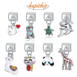 Hapiship Original Daisy Giraffe Dove Dog Alpaca Tortoise Cat Italian Charm Fit 9mm Bracelet Stainless Steel Jewelry Making DJ277